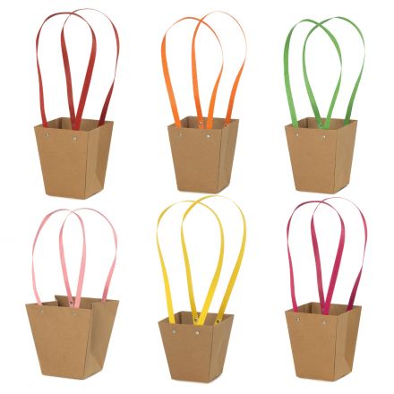 Set of 12 shoppers with colored handles